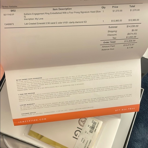 2.56 E VVS1 Emerald cut LAB diamond ring - Picture 7 of 17